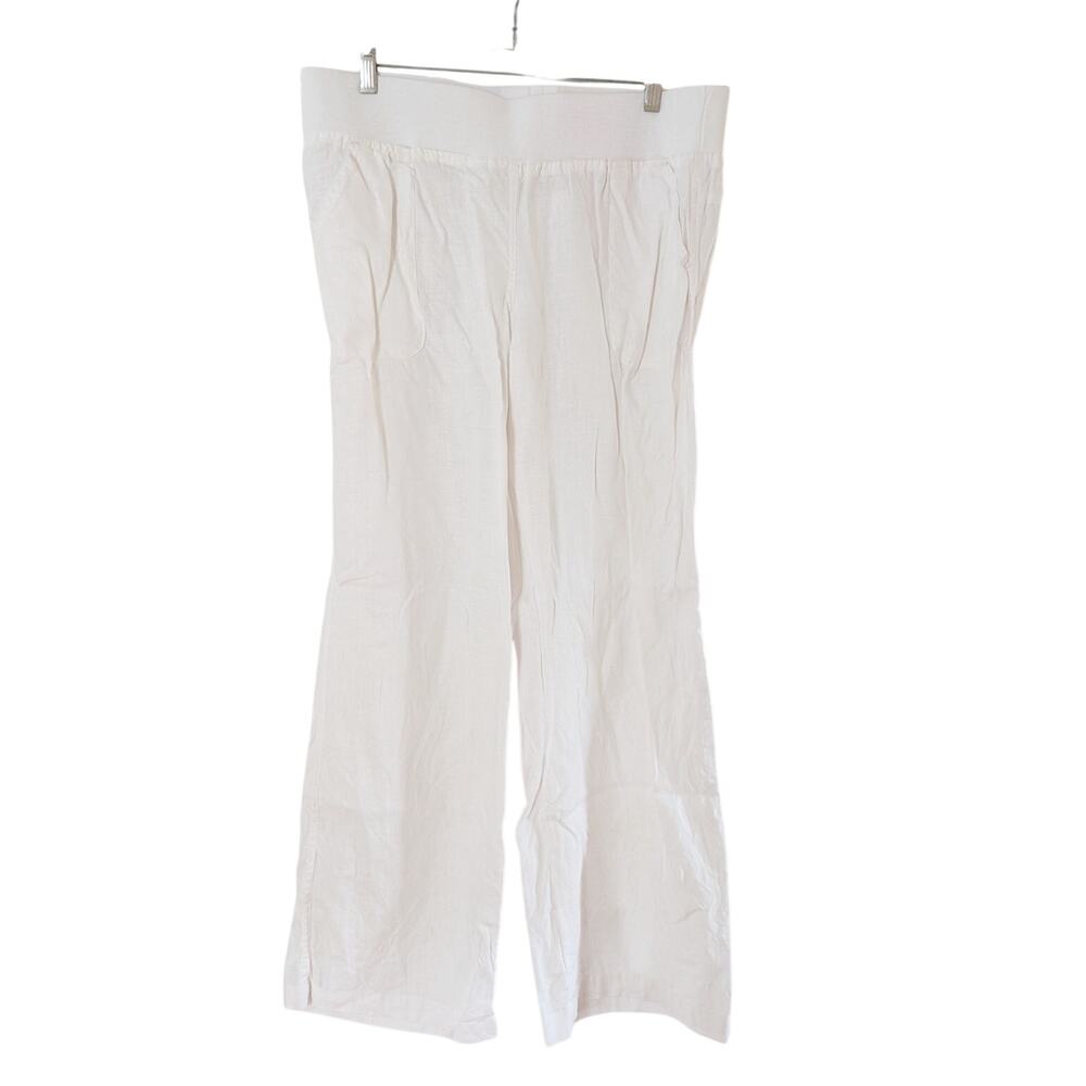 Allen Allen Wide Leg White Linen Pants XL EUC